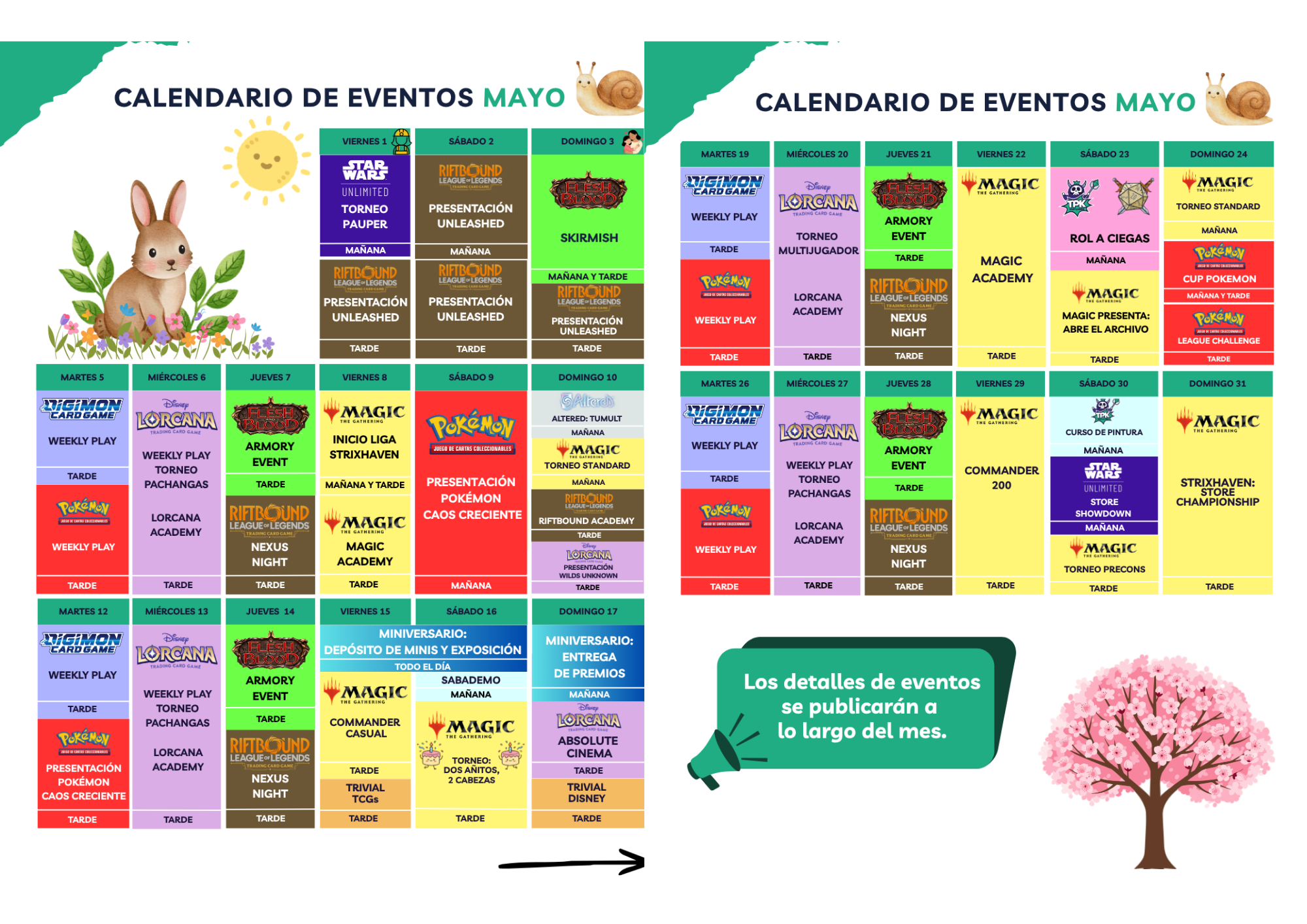 Calendario de eventos del mes en TPK